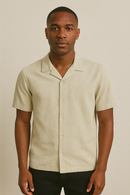 Beige Mens Casual Shirt-1
