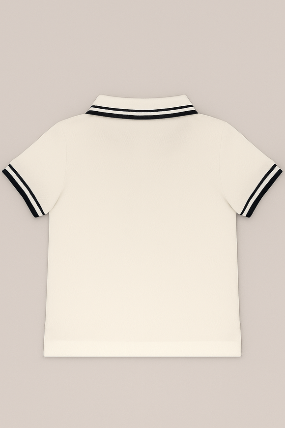 White Pique Tipping Polo White