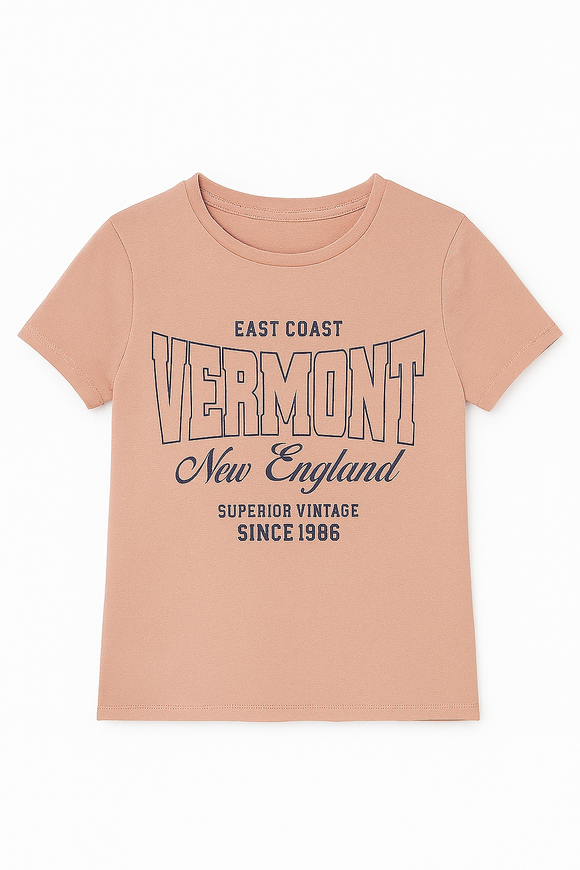 Pink Vermont Printed T Shirt Pale