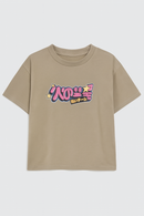 Beige Embroidery Back Print Oversize Tee-3