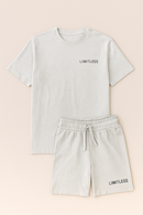 T Shirt And Pyjama Shorts Set Mid Grey-2