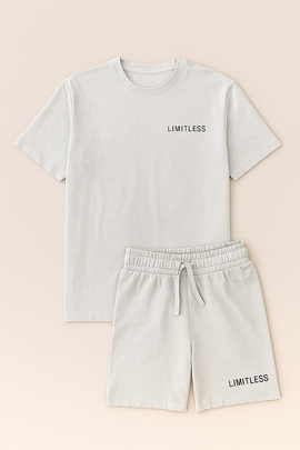 T Shirt And Pyjama Shorts Set Mid Grey - 0