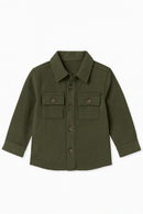 Boys Junior Olive Coordinate Shirt Green-2