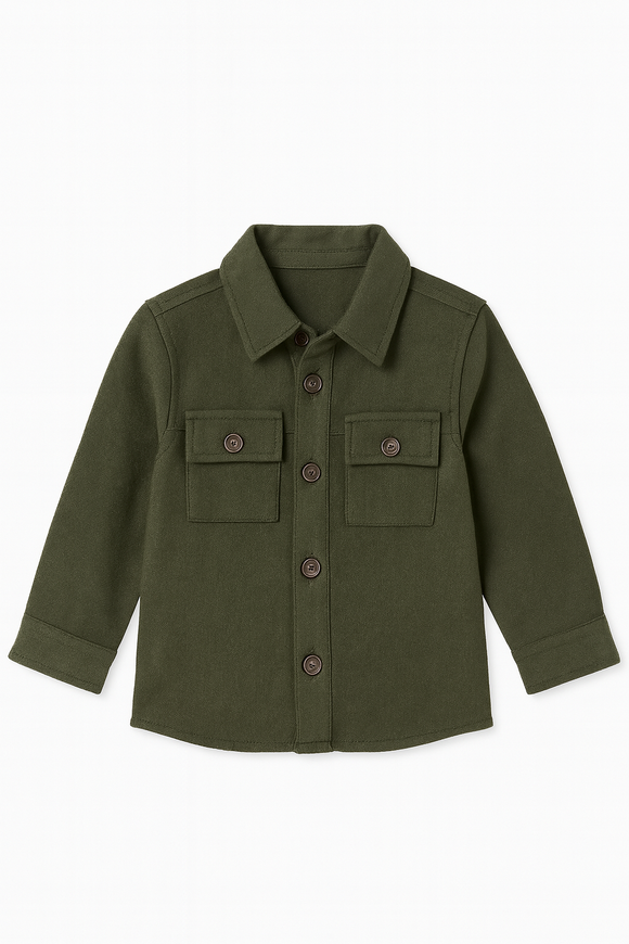 Boys Junior Olive Coordinate Shirt Green