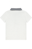 Junior Boys White Polo With Check Collar-4