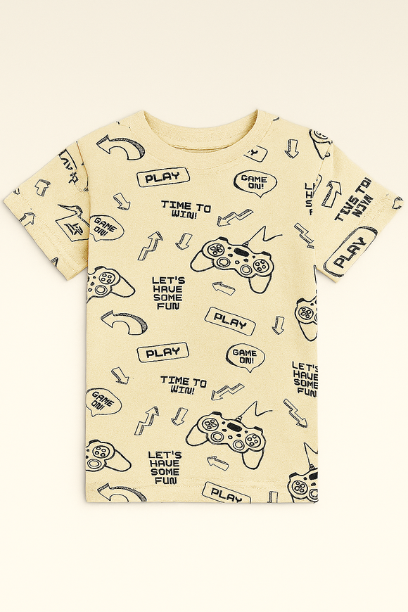 Beige Game Aop Short Sleeve T Shirt Beige