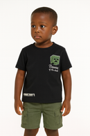 Boys Junior Minecraft Ivory T Shirt Black-1