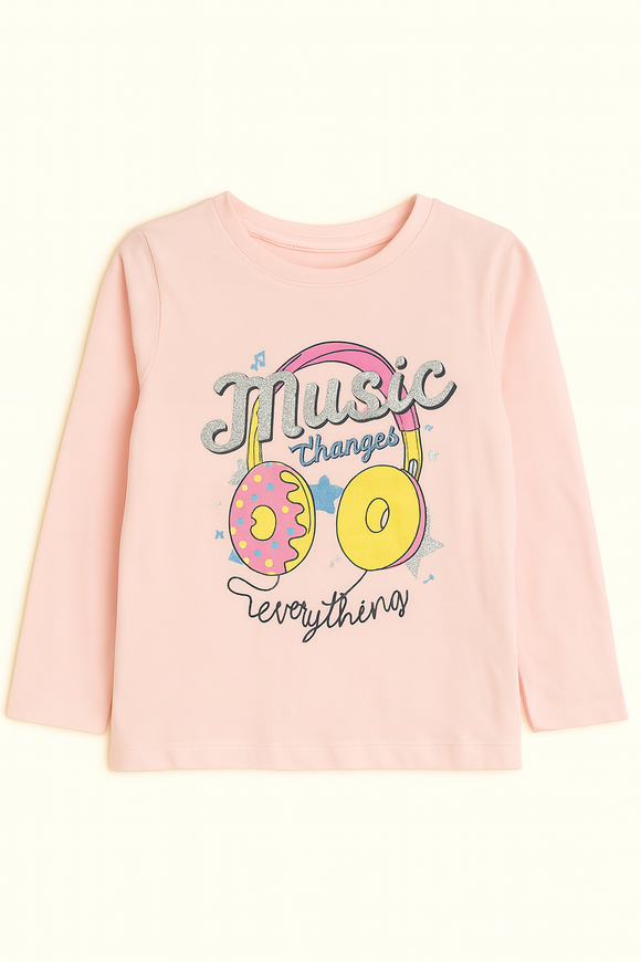 Pink Placement Print L S Pj Sets Pale Pink