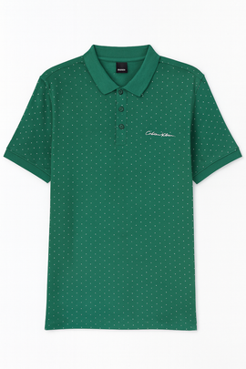 Sage Green Aop Polo Shirt With Chest Logo Green - 0