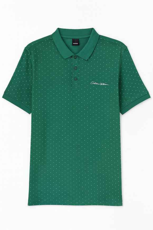 Sage Green Aop Polo Shirt With Chest Logo Green