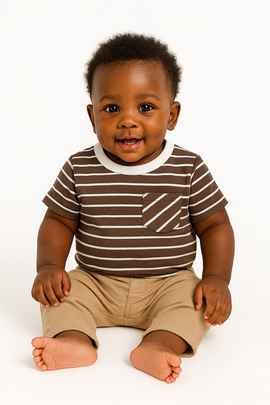 Mid Grey Striped Yarndyed Tshirt