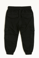 Black Cargo Pocket Ealsticated Waist Jogger Black-4