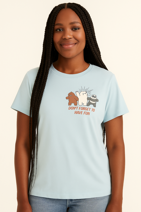 Blue We Bare Bears Printed T Shirt Blue