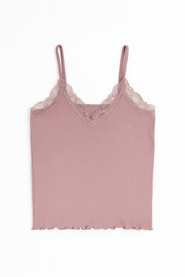 Mauve Strappy Lace Vest