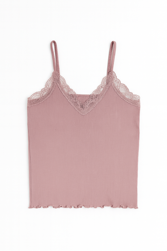 Mauve Strappy Lace Vest