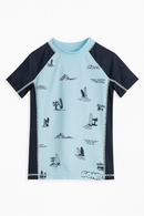 Blue Surf Beach Rash Guard T Shirt-2