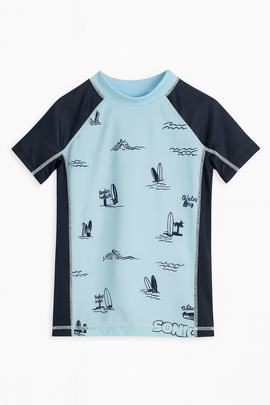 Blue Surf Beach Rash Guard T Shirt - 0