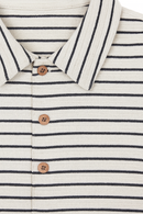 White And Navy Striped Jacquard Shirts-3