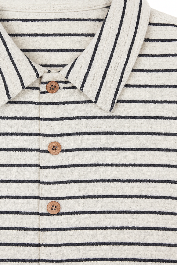 White And Navy Striped Jacquard Shirts