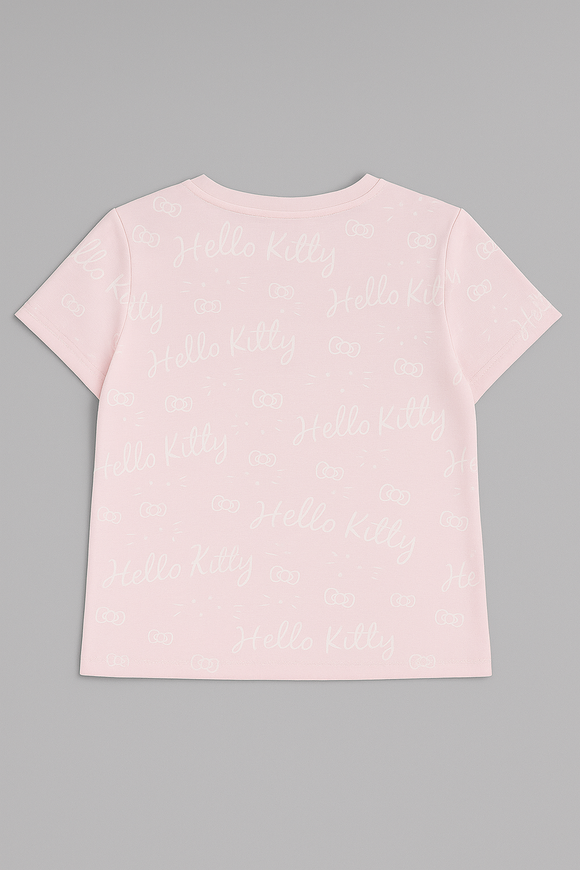 Pale Pink Barbie Allover Print Boxy T Shirts