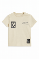 Junior Boys Beige Print With Badge Short Sleeve T Shirt-3