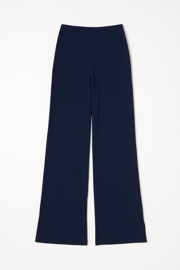 Navy Back Elasticated Wide Leg Trousers - 0