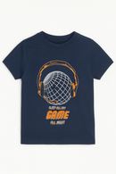 Navy Game T Shirt And Long Pant Pyjama Set-2