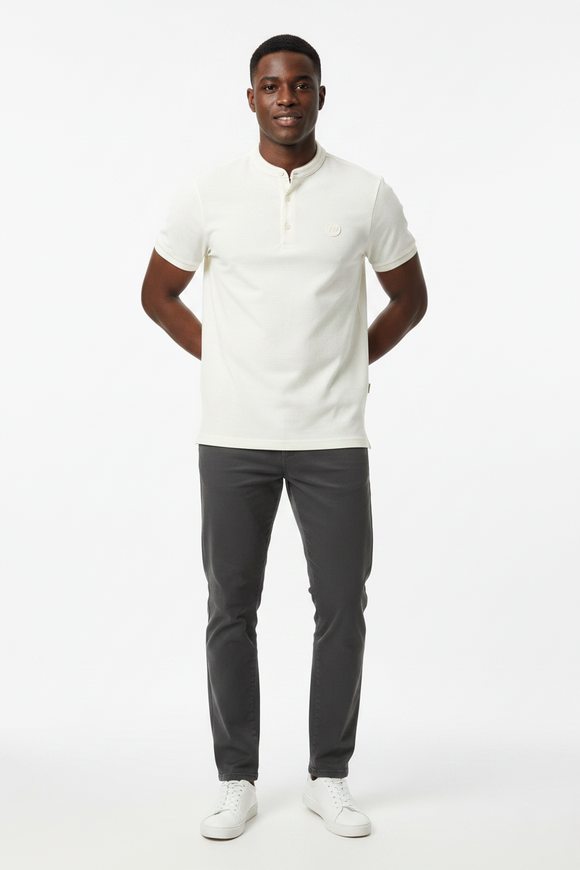 Ivory Standup Collar Polo Shirt Ivory