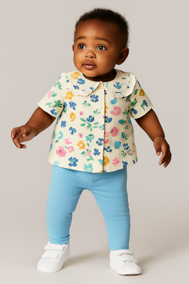 Ivory Woven Blouse With Floral All Over Print Ivory