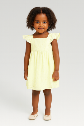 Yellow Schiffli Dress