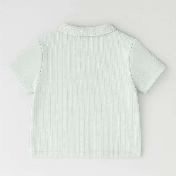 Blue Multi Rib Half Zipper Polo