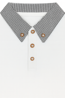 Junior Boys White Polo With Check Collar-3