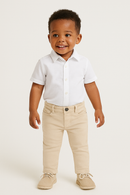 Beige Grey 5 Pocket Coloured Denim Beige-1