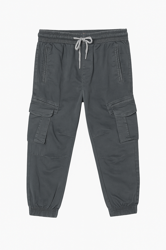Grey Cargo Pocket Ealsticated Waist Jogger Mid Grey