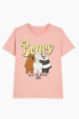 Pink We Bare Bears Printed T Shirt Pale - 0