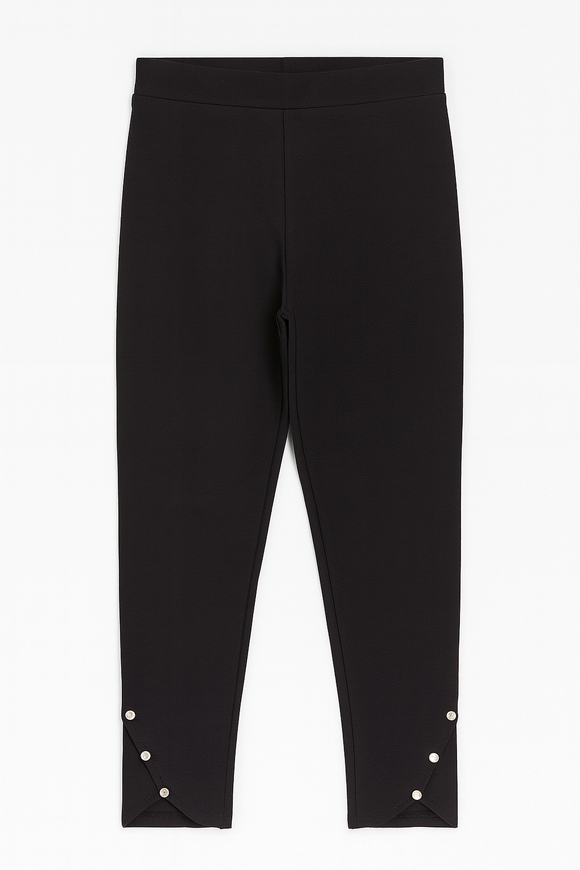 Black Ponte Multi Button Legging