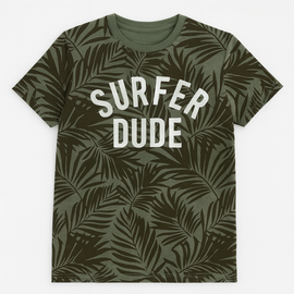 Olive Surfer Dude Allover Print Tee - 0