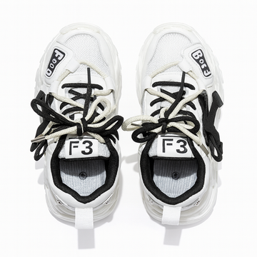 White Overlayed Chunky Sneakers - 0