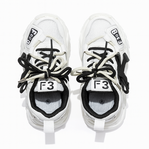 White Overlayed Chunky Sneakers