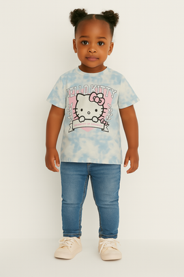 White Hello Kitty Placement Print T Shirt White