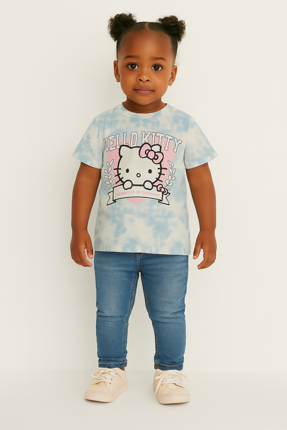 White Hello Kitty Placement Print T Shirt White