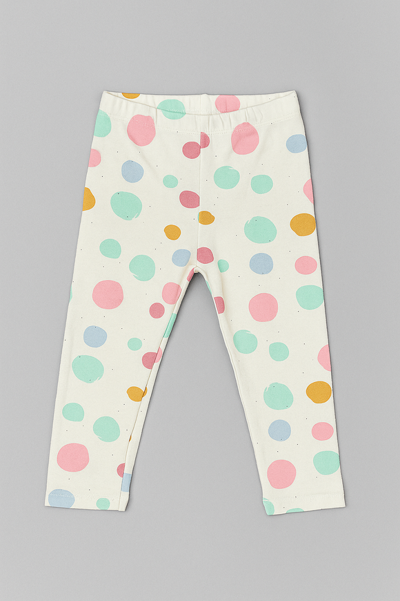 Ivory Polka All Over Print Leggings Ivory