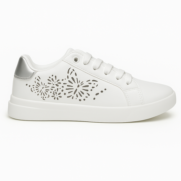 White Laser Cut Sneaker