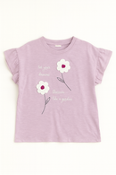 Purple Ruffled Sleeve Top With Trims Purple-2