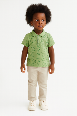 Sage Green Skate Aop Polo