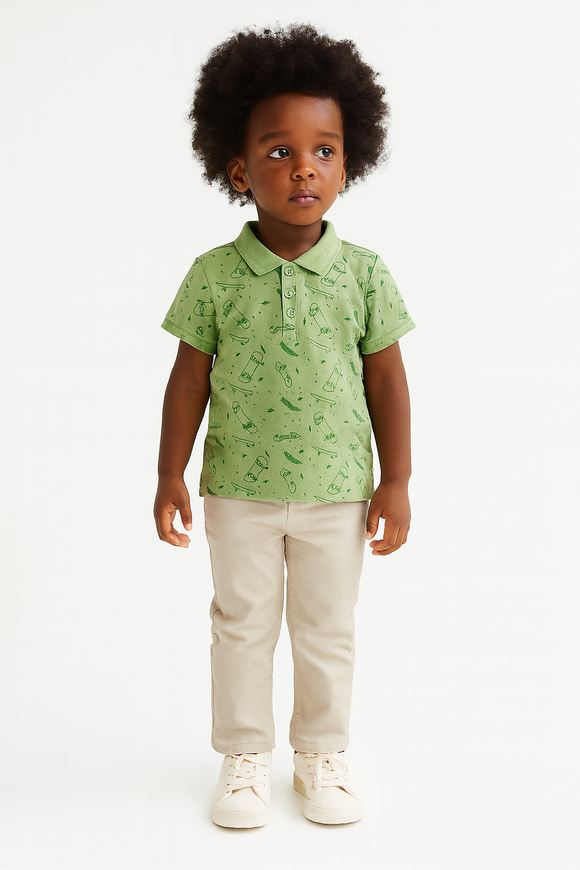 Sage Green Skate Aop Polo