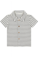 White And Navy Striped Jacquard Shirts-2