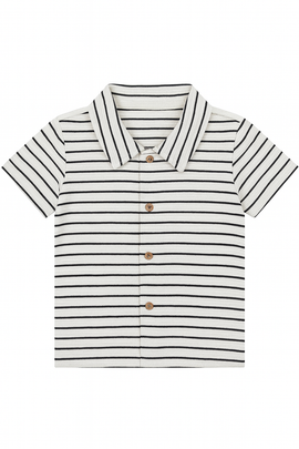 White And Navy Striped Jacquard Shirts - 0