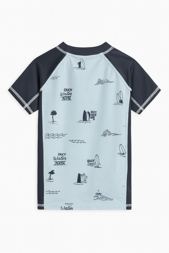 Blue Surf Beach Rash Guard T Shirt