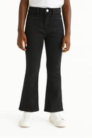 Black Wash Flared Hem Jeans With Front Pocket-1